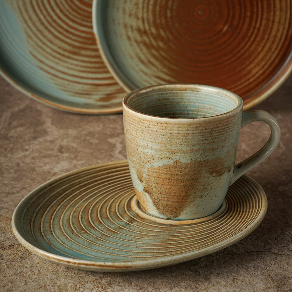 Espresso Coffee Hand Made Clay Cups ROSE-CELESTE Set of 4 