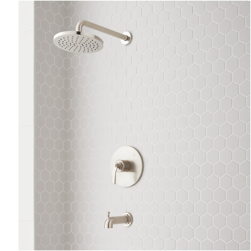 Gunther Pressure Balance Tub and Shower System - Polished Nickel, Polished Nickel