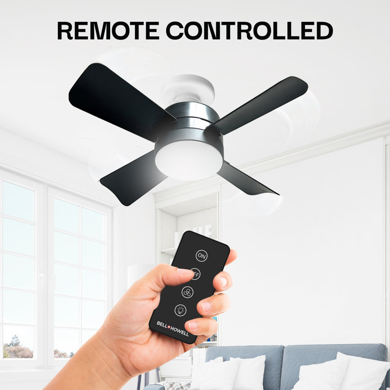 Bell + Howell Socket Fan Ceiling Fan with 1000 Lumens Warm Light, Black