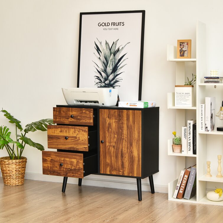 Storage Cabinet with Door & 3 Drawers Corrigan Studio Color: Rustic Oak