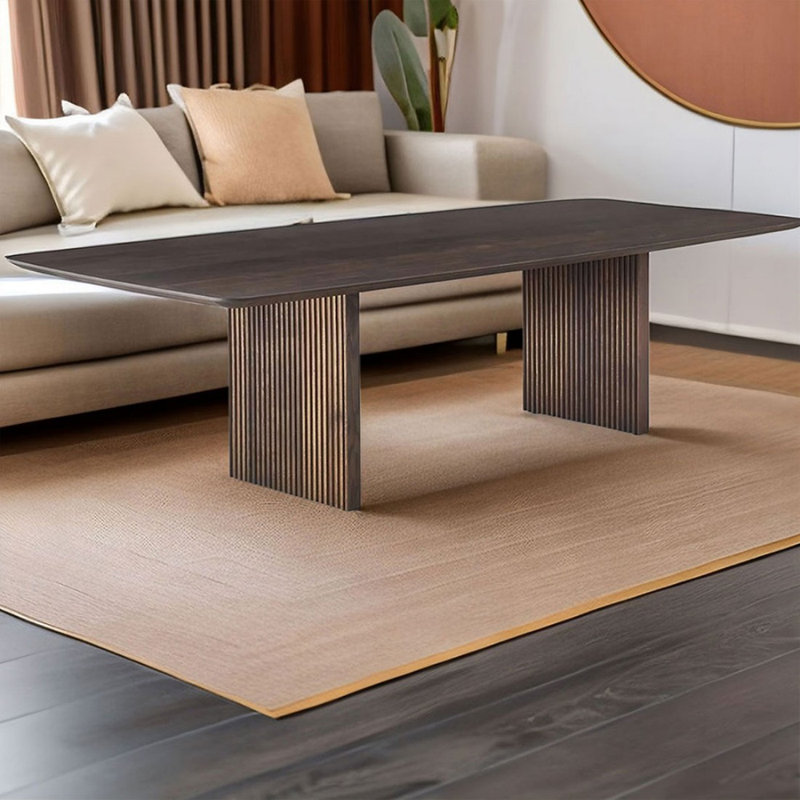 Table de salle à manger Modern Modern, H 29,53 po x L 39,37 po x l 102,36 po, Brun noyer