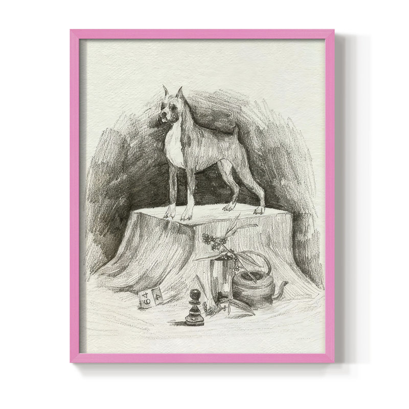 A Gentleman IV, reproduction encadrée - bois massif, H 21 po x l 17 po, Rose