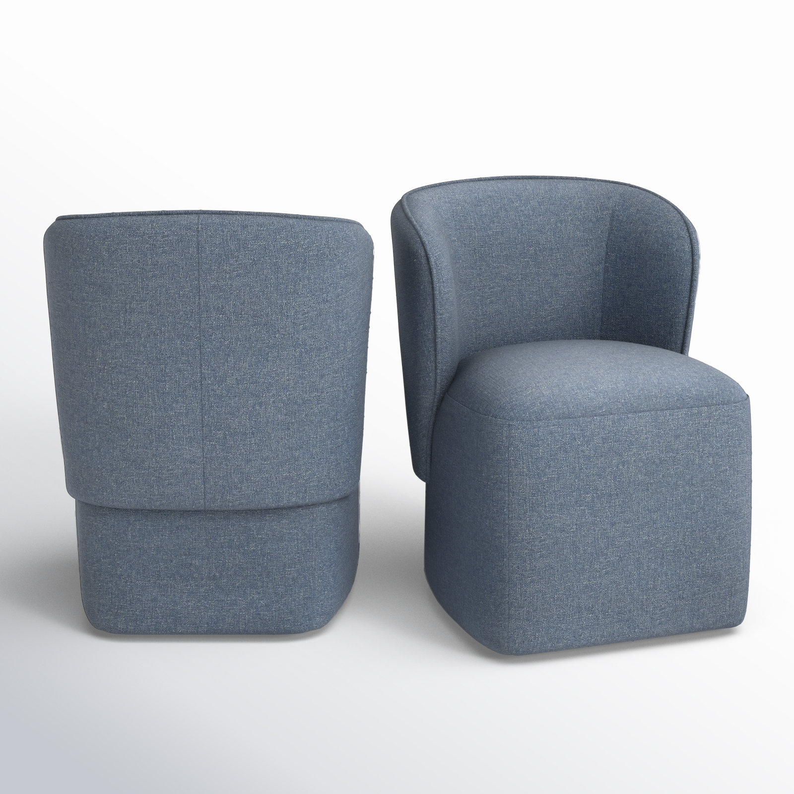 Niha Swivel Dining Chair, Nathan Capri Blue Tweed
