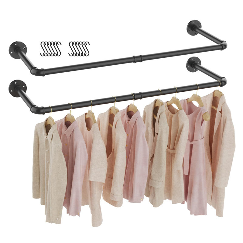 90cm Wall Mounted Clothes Rack, Black