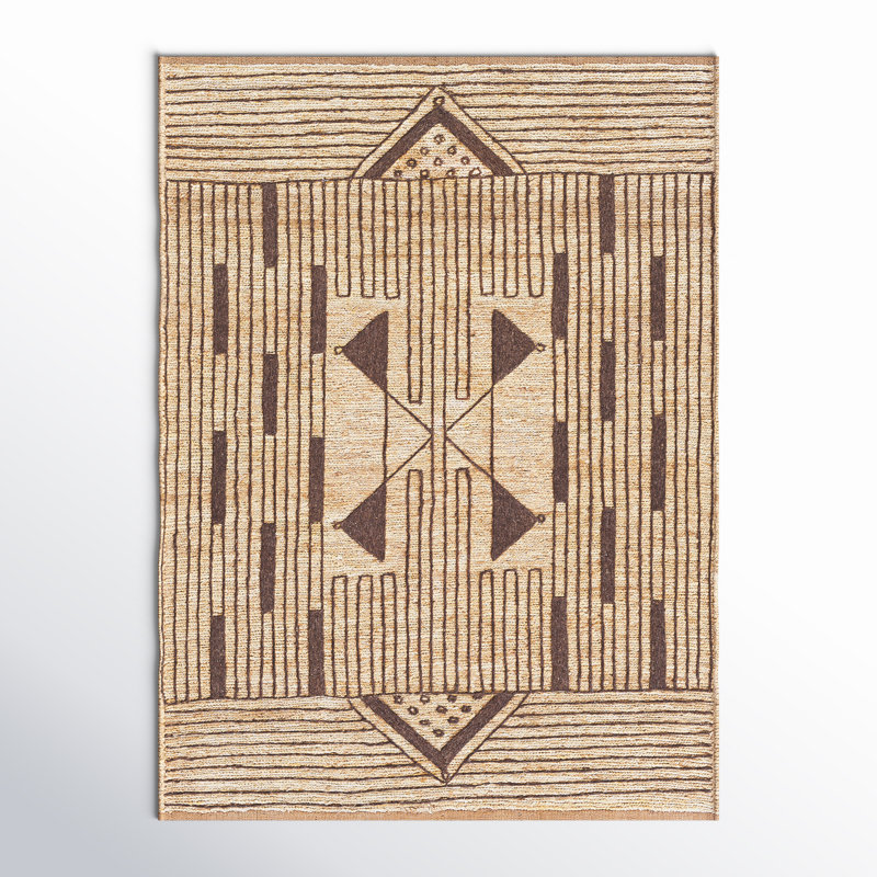 Boman Hand Knotted Southwestern Indoor Rug, Rectangle 8'10" x 12'