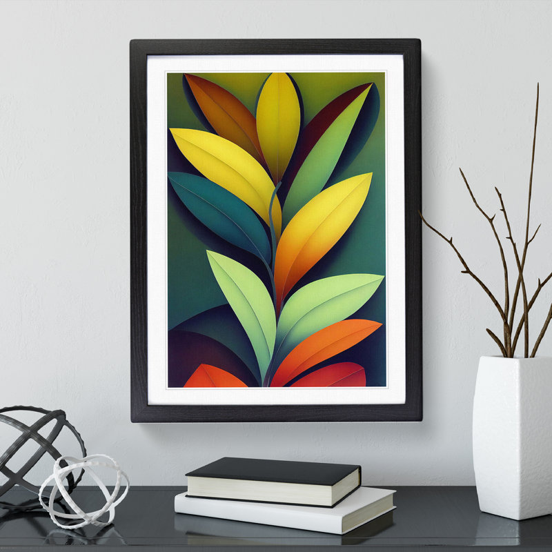 XV1022-2583X Lively Leaves - Single Picture Frame Print, 34cm H x 25cm W x 2cm D, Black