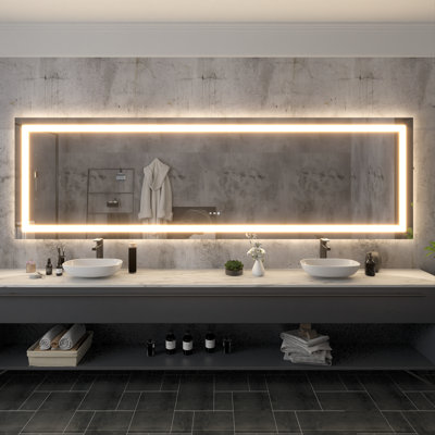 Miroir de salle de bain à DEL sans cadre 