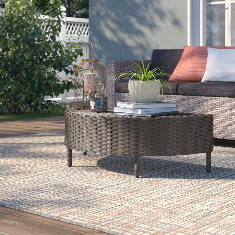 Avijit Metal Outdoor Coffee Table , 35.5'' in. W 18'' in. D, Dark Brown