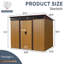 Rangement extérieur en métal 8 x 6 pi avec portes coulissantes (café). Rangement spacieux. -. Idéal pour la zone utilitaire de 8 pi 6 pi. résistant à l’intérieur. Améliorez votre cour arrière-118124236-118124237