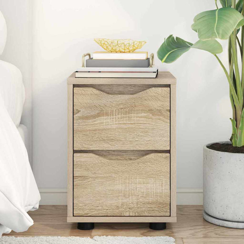 30.5cm W Manufactured Wood Bedside Table, Sonoma Oak