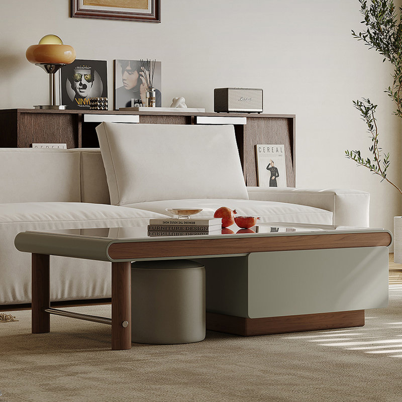 Table basse en marbre avec rangement minimal