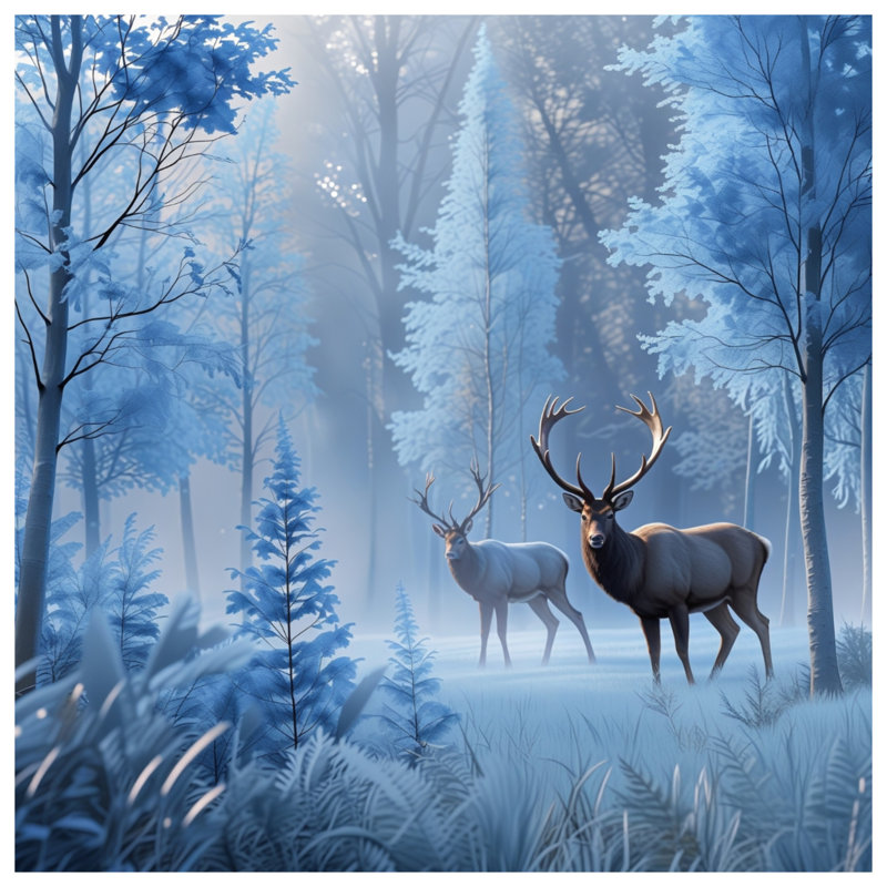 Édredon Deer In Frosty Forest, Grand lit