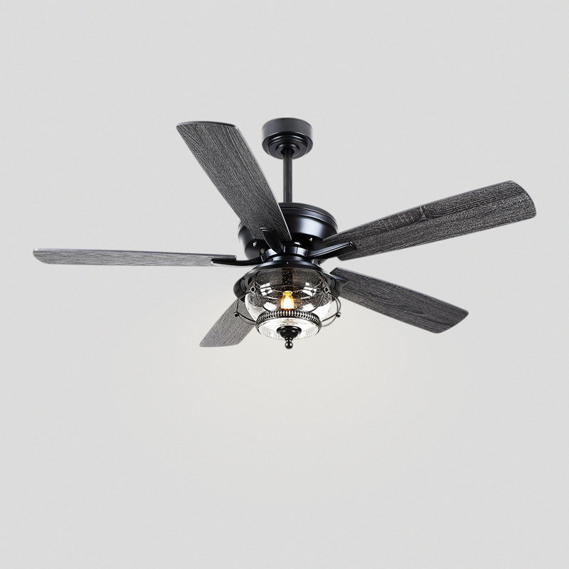 Ventilateur de plafond noir imperméable 52 "avec lumières et télécommande