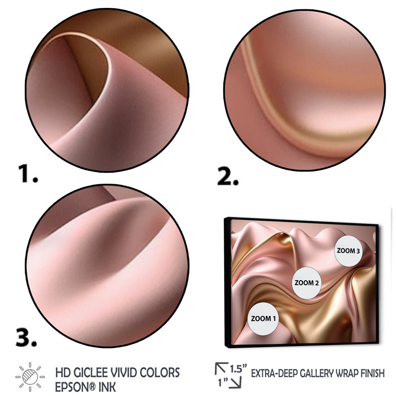 Luscious liquide or en rose et taupe II - reproduction sur toile, L 20 po x H 12 po, Toile à cadre flottant noir