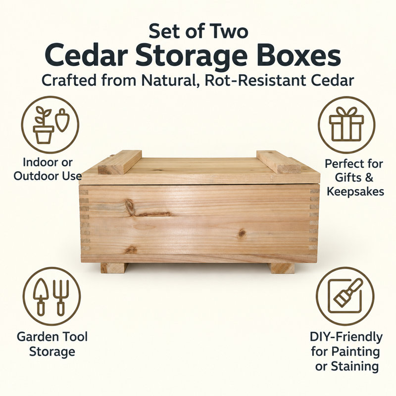 Loon Peak® Solid Wood Decorative Bin, Fragile Gift Shipping & Storage Case （Set of 2)