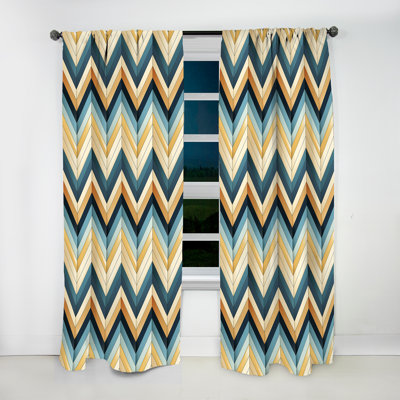 Beige Chevron Mosaic Fusion - Glam Velvet Curtain - Room Darkening - 1 Panel