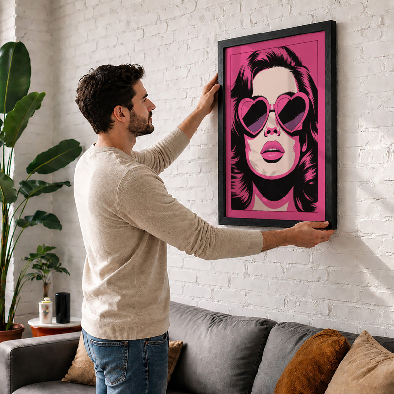 Magenta Pop Icon Pop Art - Framed Print, Black, A3 - 42.0 x 29.7 cm