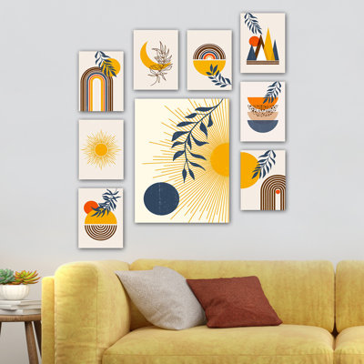 Stunning Decorative MDF Wall Art Set (9 Pieces), 8 at 8 x 6 in. & 1 at 12 x 16 in. | 100% MDF, Thickness: 0.1 in. | Perfect for Living Room, Bedroom & Office Decor, Vibrant Colors & Modern Design