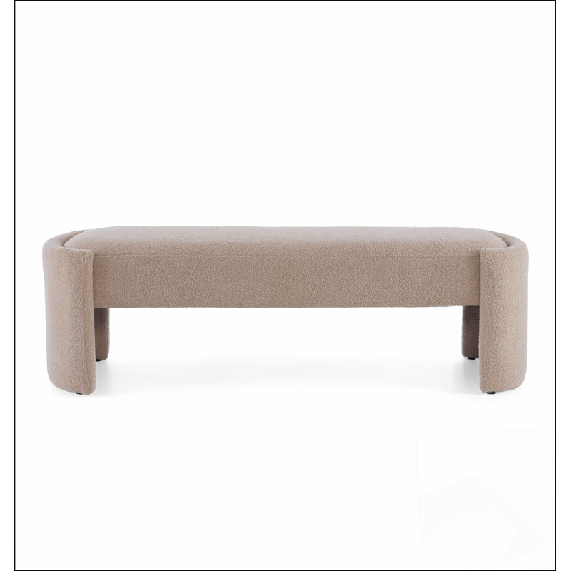 Élégant banc de rangement avec repose-pieds en forme de boucle avec un design simple et grand, Chameau clair