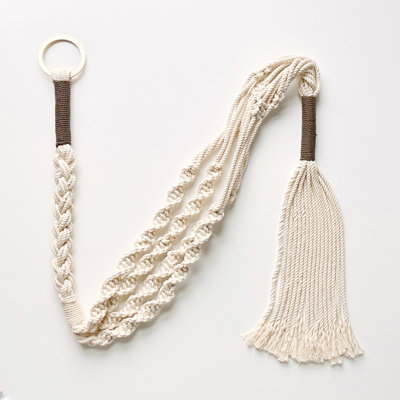 PILLOWPIA Trina 100% Cotton Macrame Plant Hanger with Brass Ring | Fits Up to 10" Pot