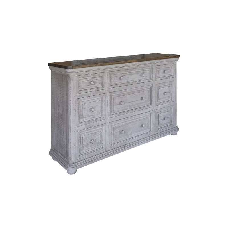 Commode 9 tiroirs Luna, Gris / Brun