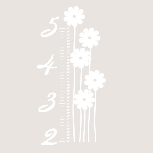 Décalcomanie murale de croissance fleur, Blanc