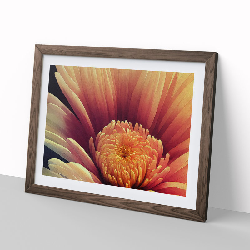 Dramatic Flower - Single Picture Frame Print, Walnut Framed, 34cm H x 46cm W x 2cm D