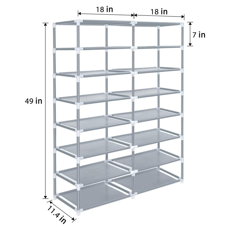 Double Row Shoe Rack Organizer With Dustproof Cover, 7-Tier Storage Cabinet For Closet, Entryway, Dorm, Apartment, And Garage