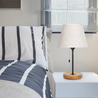Ensemble de 2 lampes de table modernes en lin avec abat-jour rond