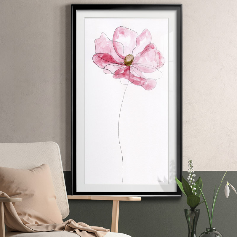 Croquis floral I - cadre photo, impression sur papier, H 14,5 po x l 26,5 po x P 1,5 po, Papier noir