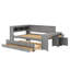 Full Size Daybed With Drawers,Trundle,Charging Station,LED Light,Desk And Cabinet-1774647090