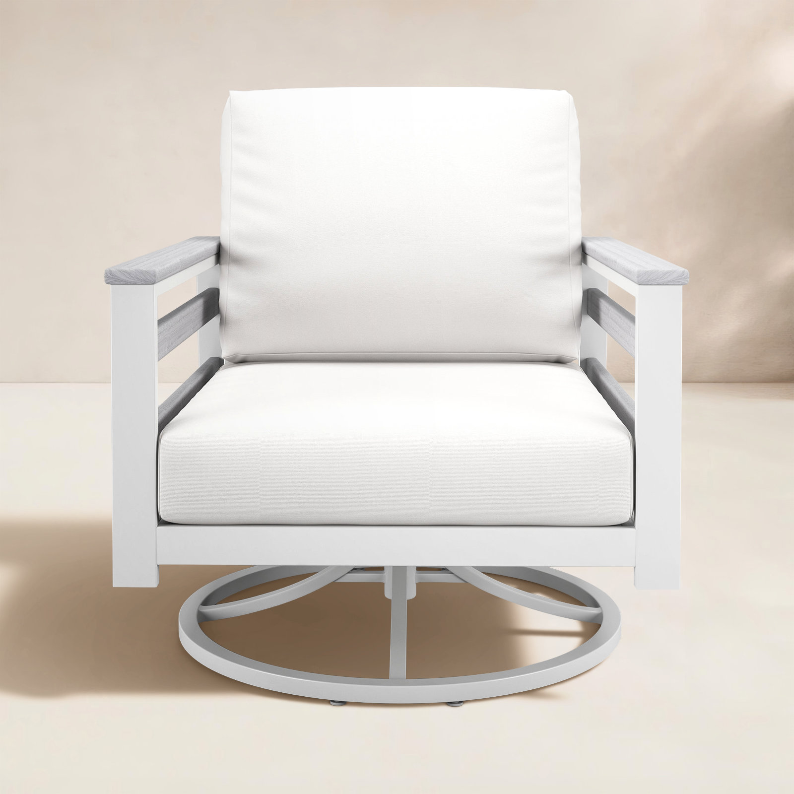 Townsend Metal Outdoor Rocking Chair With Sunbrella Cushion, Canvas White