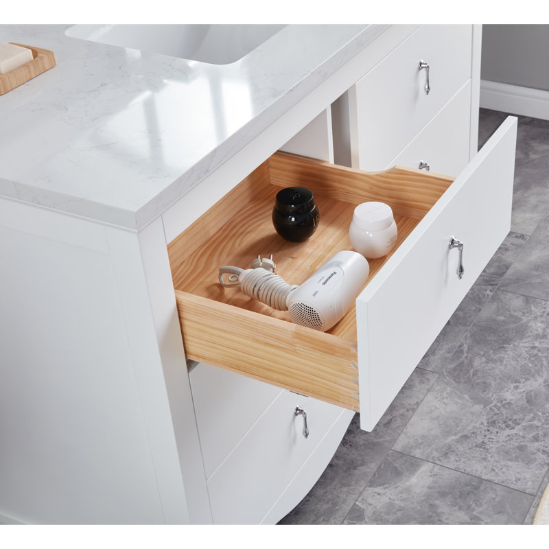 48" Solid Wood Sink Vanity  With 1' Artificial Stone Top, White