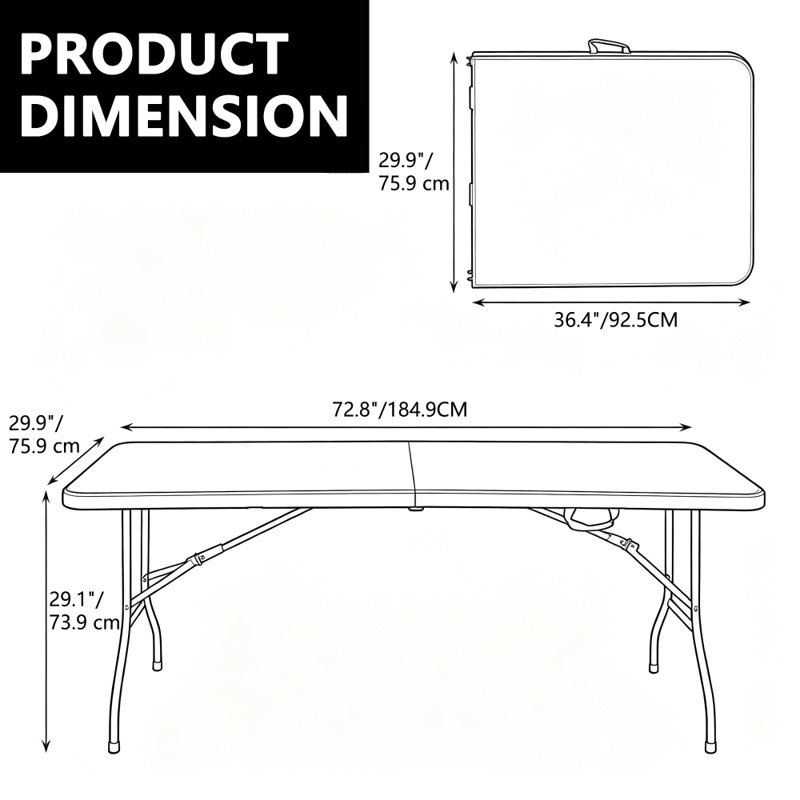 184.9cm Banquet Table, White