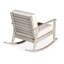 Chaise berçante en eucalyptus avec coussins bleu marine élégants, finition de jardin grise en bois flottant confortable pour le patio-218263579-218263783
