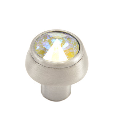 Caché round knob with an 18mm rivoli Swarovski Aurore Boreale Crystalin Satin