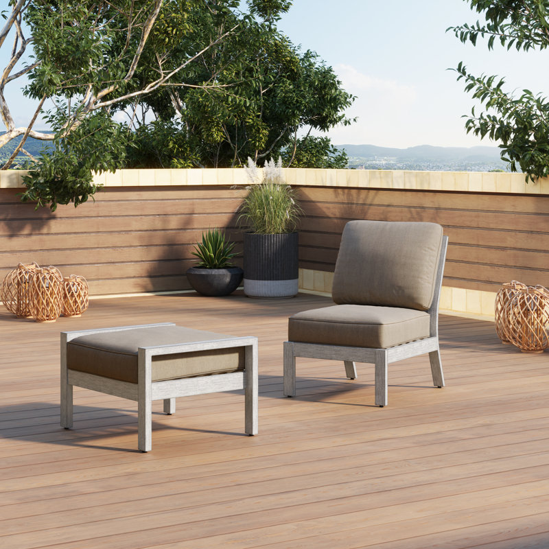 Fauteuil + repose-pieds Lanai - oléfine, Beige