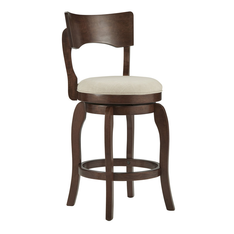 Tabouret de bar et de comptoir pivotant Villers, Lin beige, Tabouret de comptoir (assise de 24 po de hauteur)