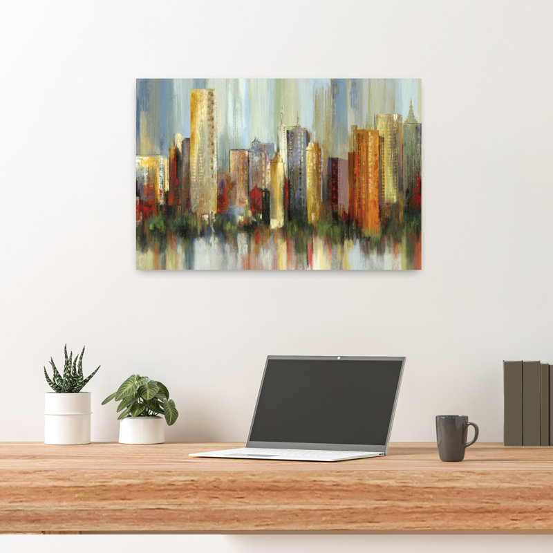 Metropolis, art abstrait contemporain et urbain, H 16 po x l 24 po