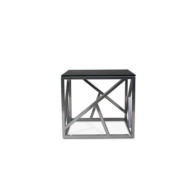 Goshorn Glass Top Frame End Table, Chrome
