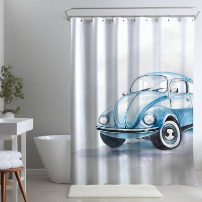 Shower Curtain TR52 – Polyester Shower Curtain, Dye Sublimation Print, 71" W × 74" L