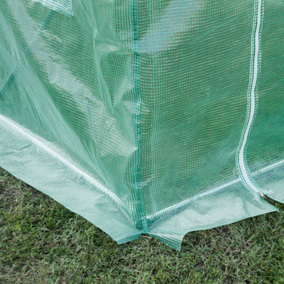 Plastic Greenhouse Cover Replacement, Heavy Duty Waterproof Tarp for Hoop House, Sheeting with 6 Windows, Door & Reinforcement Grid