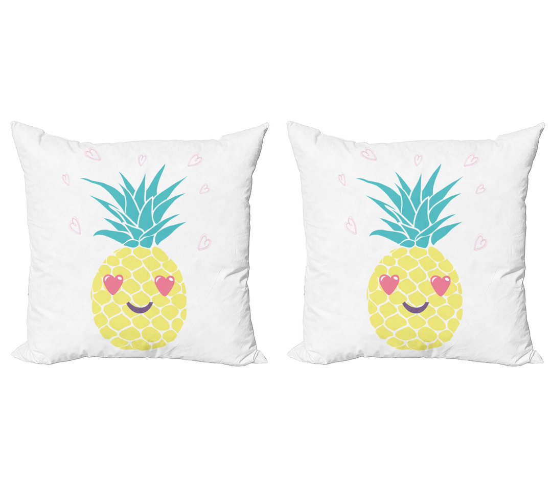 Dekokissen Kissenbezug, Herz-Augen-Ananas, Tropisch, Mehrfarbig