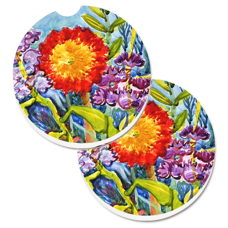 Ceramic Round 2 Piece Car Coaster Set