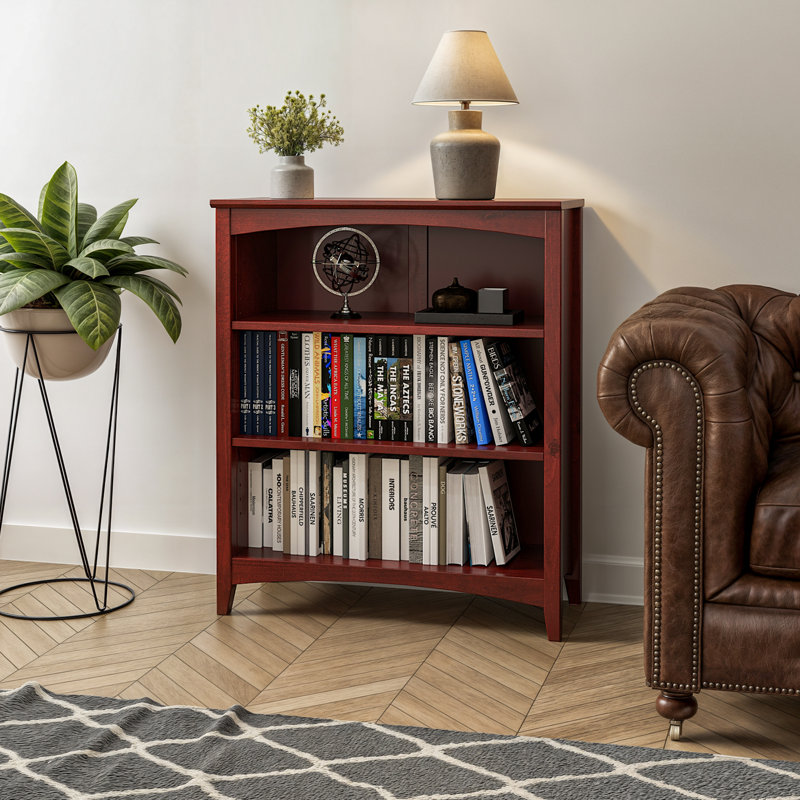 Colton Bookcase, (3 Shelves) 36" H x 30" W x 13"D, Red Garnet Stain
