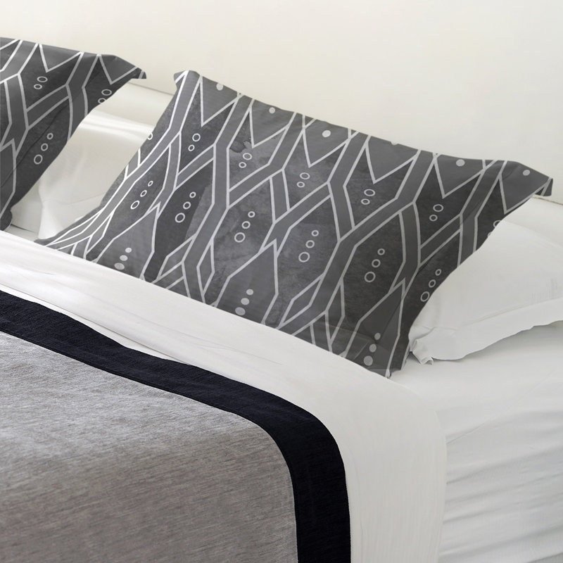 Katelyn Elizabeth Polyester Geometric Sham Set, Microfiber, King, Gray