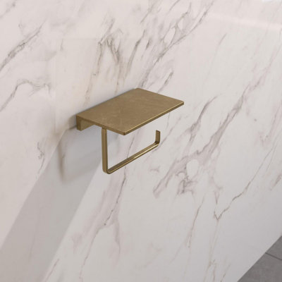 Uncoated Brass Toilet Paper Holder And Toilet Paper Holder Rack, Toilet Paper Storage, Bathroom Decor