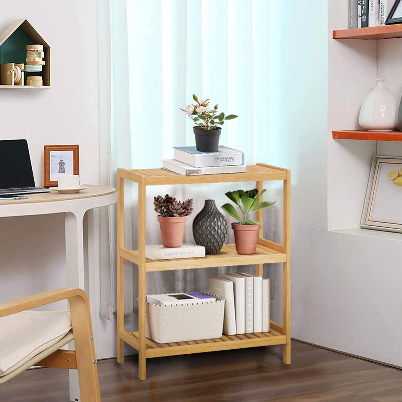 3 Tier Bamboo Shelf Storage Organizer Rack Toilet Utility Shelves Standing Shelf Units For Bathroom, Living Room, Kitchen