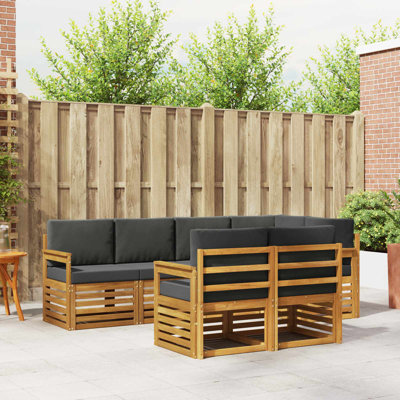  Ensemble de canapé 7 pièces en bois d'acacia massif naturel et anthracite
