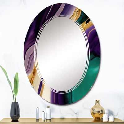 Postma Purple, Green And Gold Bold Strokes II - Abstract Wall Mirror